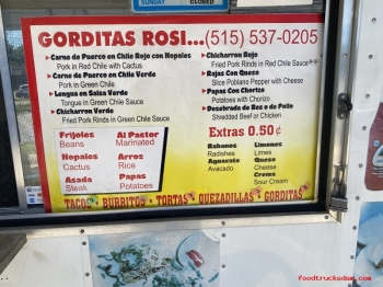 Gorditas Rosi Menu